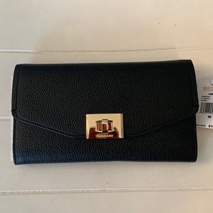 Michael Kors Cassie Black Leather Trifold Wallet. NWT